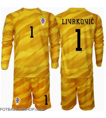 Chorvatsko Dominik Livakovic #1 Brankářské Dětské Domácí Dres ME 2024 Dlouhý Rukáv (+ trenýrky)